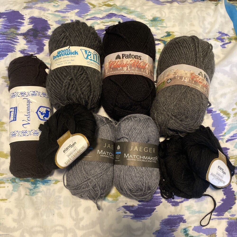 ELAN, PATONS, JAEGER, BRUNSWICK, VESTAMAYD Cashmere, Merino, Virgin YARN LOT